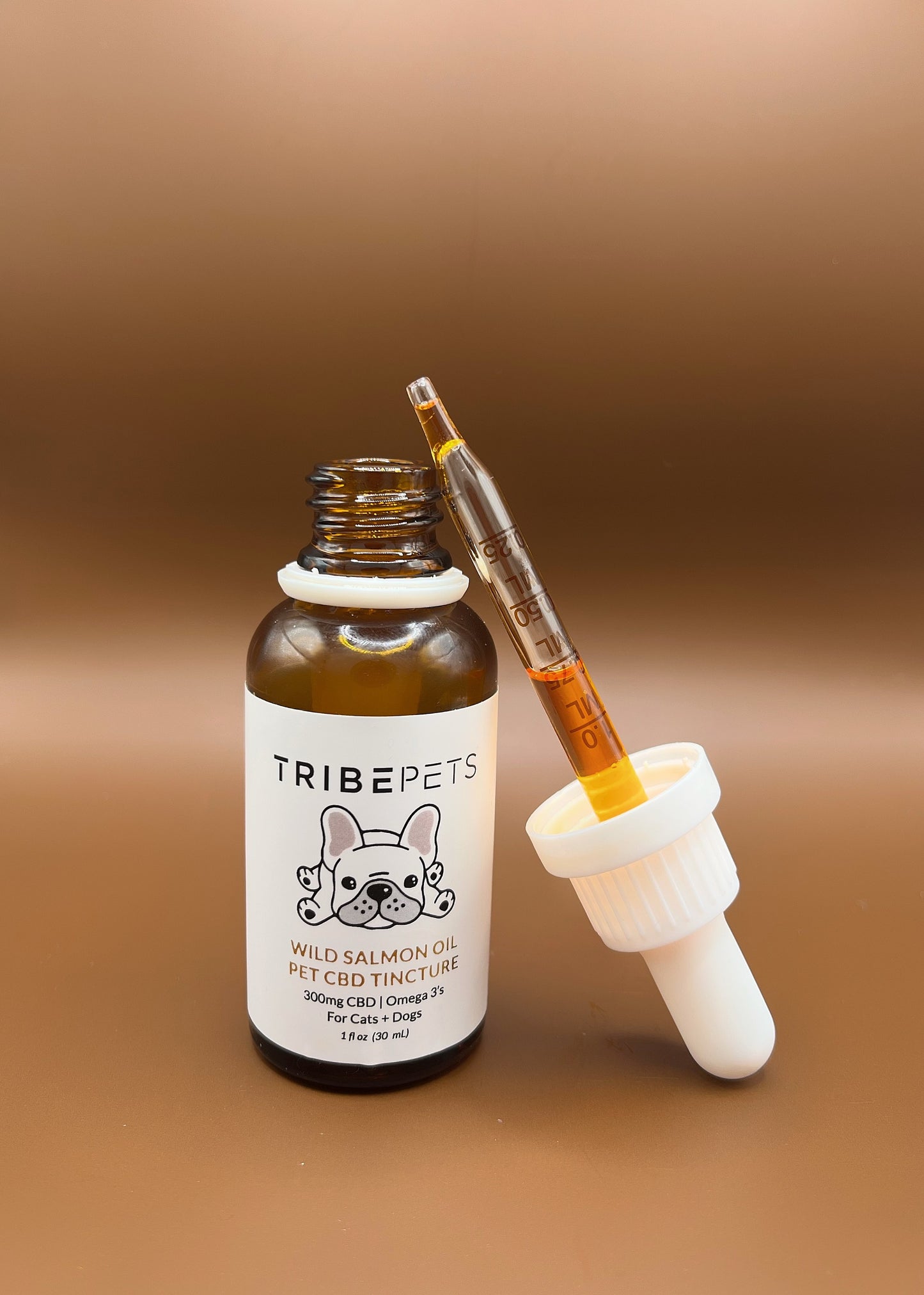 Pet CBD Tincture For Dogs + Cats | 300mg CBD + Wild Salmon Oil