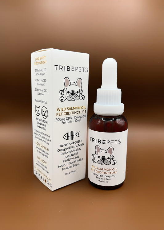 Pet CBD Tincture For Dogs + Cats | 300mg CBD + Wild Salmon Oil